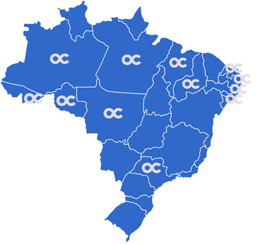 Mapa do Brasil com marcações da OFFICE CONT